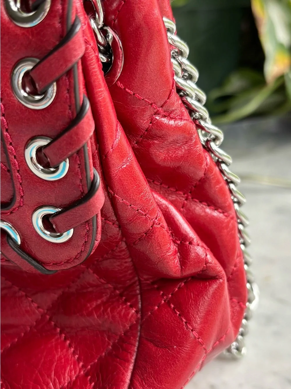 Michael Kors Red Quilted Chain-Shoulder Bag
